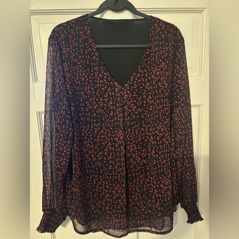 Black and Red Leopard Top